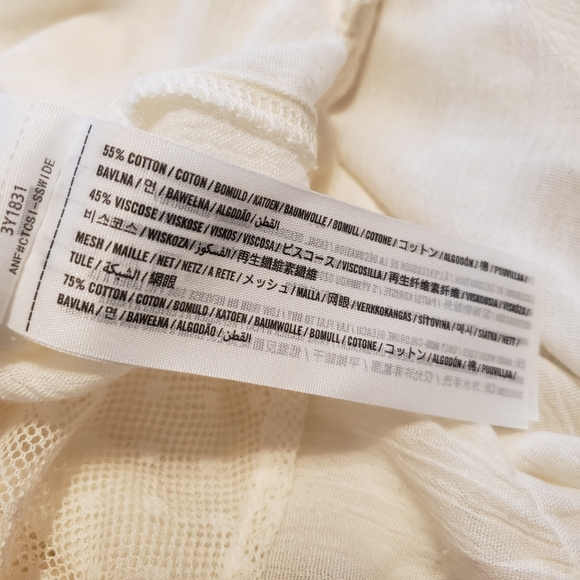 CREPE PEASANT MESH FLOWY LONG SLEEVE CREAM TOP - Picture 16 of 16